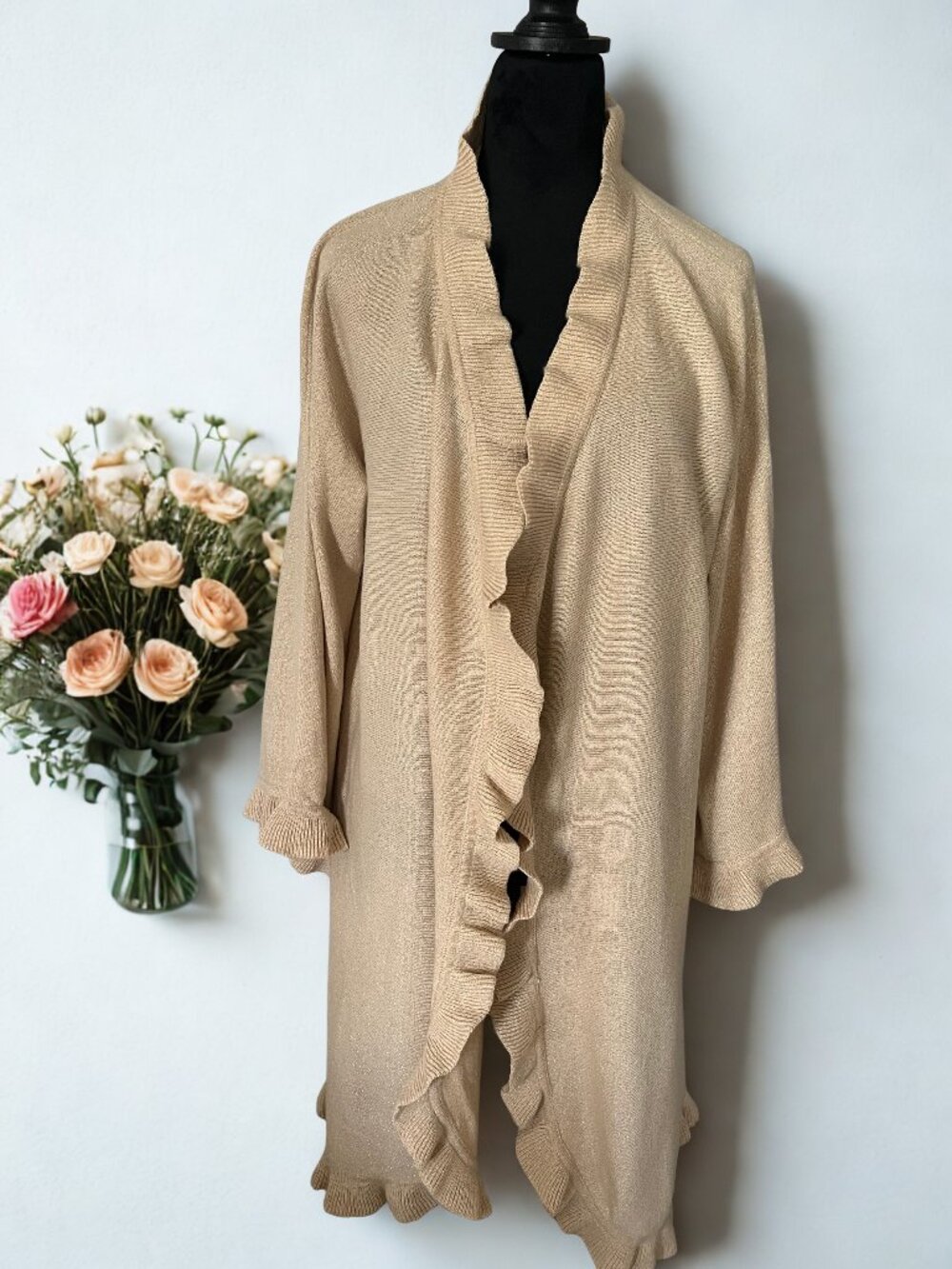 Gold Ruffle Trim Sweater